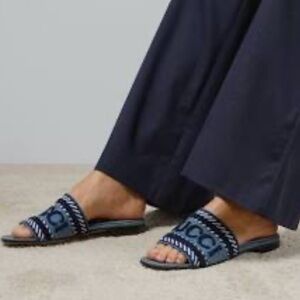 Gucci Jane logo light blue denim slides
